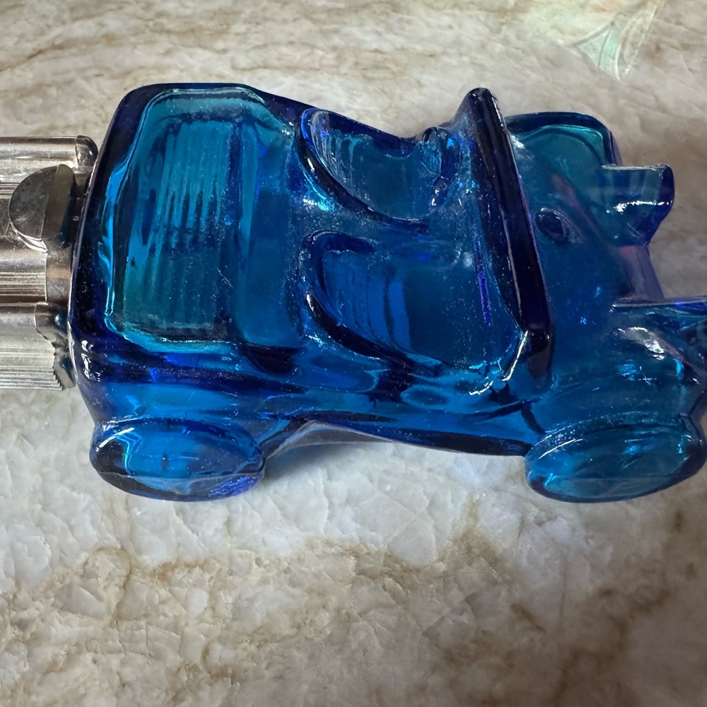 Vintage Avon Blue Glass Dune Buggy Bottle